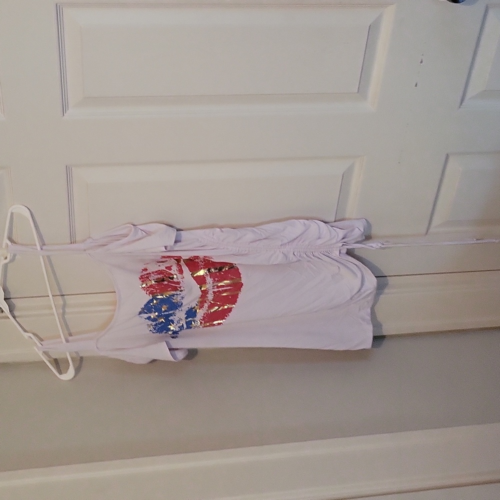Womens Halter Tee With Patriotic Lip Design